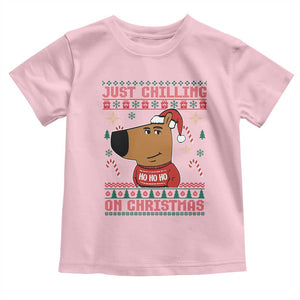 Funny Just Chilling On Christmas Meme Chillin Guy Toddler T Shirt TS09 Light Pink Print Your Wear