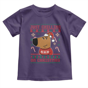 Funny Just Chilling On Christmas Meme Chillin Guy Toddler T Shirt TS09 Purple Print Your Wear