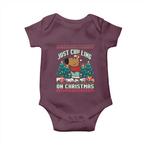 Funny Chillin Guy Just Chilling On Christmas Viral Meme Baby Onesie TS09 Maroon Print Your Wear