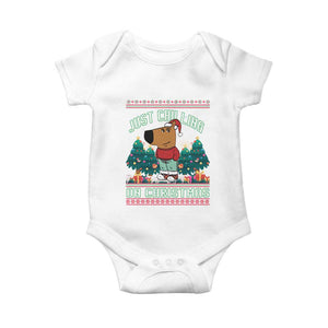 Funny Chillin Guy Just Chilling On Christmas Viral Meme Baby Onesie TS09 White Print Your Wear