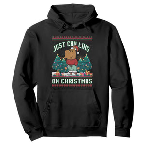 Funny Chillin Guy Just Chilling On Christmas Viral Meme Hoodie TS09 Black Print Your Wear