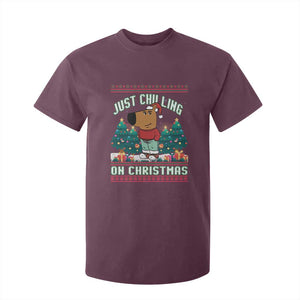 Funny Chillin Guy Just Chilling On Christmas Viral Meme T Shirt For Kid TS09 Maroon Print Your Wear