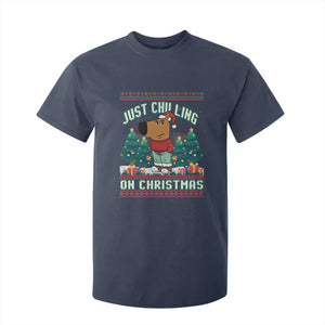 Funny Chillin Guy Just Chilling On Christmas Viral Meme T Shirt For Kid TS09 Navy Print Your Wear