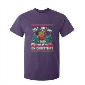 Funny Chillin Guy Just Chilling On Christmas Viral Meme T Shirt For Kid TS09 Purple Print Your Wear