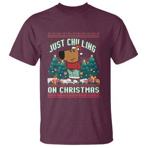 Funny Chillin Guy Just Chilling On Christmas Viral Meme T Shirt TS09 Maroon Print Your Wear