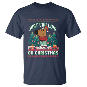 Funny Chillin Guy Just Chilling On Christmas Viral Meme T Shirt TS09 Navy Print Your Wear