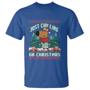 Funny Chillin Guy Just Chilling On Christmas Viral Meme T Shirt TS09 Royal Blue Print Your Wear