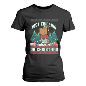 Funny Chillin Guy Just Chilling On Christmas Viral Meme T Shirt For Women TS09 Black Print Your Wear