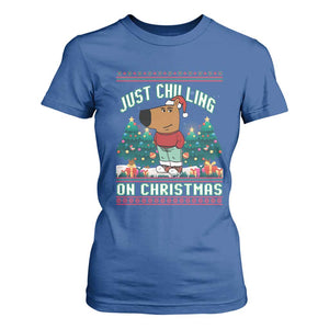 Funny Chillin Guy Just Chilling On Christmas Viral Meme T Shirt For Women TS09 Royal Blue Print Your Wear