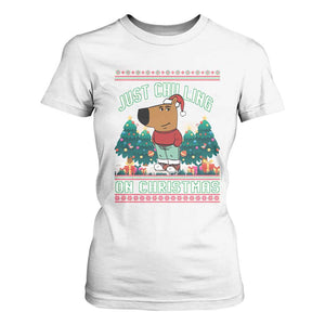 Funny Chillin Guy Just Chilling On Christmas Viral Meme T Shirt For Women TS09 White Print Your Wear