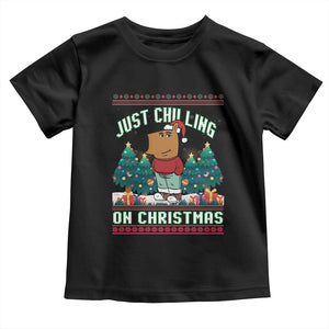 Funny Chillin Guy Just Chilling On Christmas Viral Meme Toddler T Shirt TS09 Black Print Your Wear