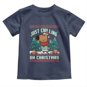 Funny Chillin Guy Just Chilling On Christmas Viral Meme Toddler T Shirt TS09 Navy Print Your Wear