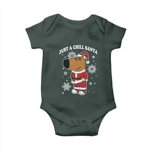 Funny Xmas Meme Just A Chill Santa Baby Onesie TS09 Dark Forest Green Print Your Wear