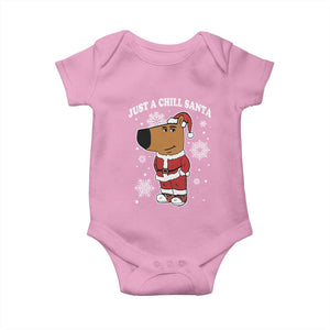 Funny Xmas Meme Just A Chill Santa Baby Onesie TS09 Light Pink Print Your Wear