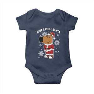 Funny Xmas Meme Just A Chill Santa Baby Onesie TS09 Navy Print Your Wear