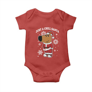 Funny Xmas Meme Just A Chill Santa Baby Onesie TS09 Red Print Your Wear