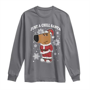 Funny Xmas Meme Just A Chill Santa Long Sleeve Shirt TS09 Charcoal Print Your Wear