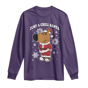 Funny Xmas Meme Just A Chill Santa Long Sleeve Shirt TS09 Purple Print Your Wear