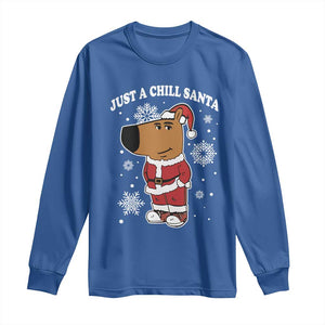 Funny Xmas Meme Just A Chill Santa Long Sleeve Shirt TS09 Royal Blue Print Your Wear