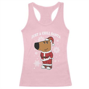 Funny Xmas Meme Just A Chill Santa Racerback Tank Top TS09 Light Pink Print Your Wear