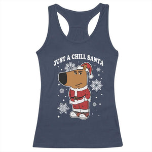 Funny Xmas Meme Just A Chill Santa Racerback Tank Top TS09 Navy Print Your Wear