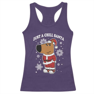 Funny Xmas Meme Just A Chill Santa Racerback Tank Top TS09 Purple Print Your Wear