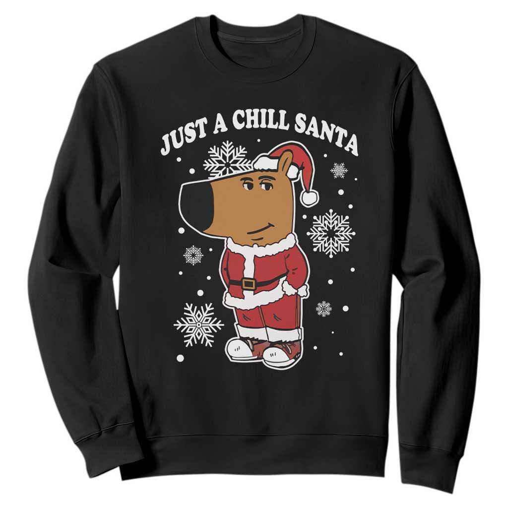 Funny Xmas Meme Just A Chill Santa Sweatshirt TS09 Black Print Your Wear