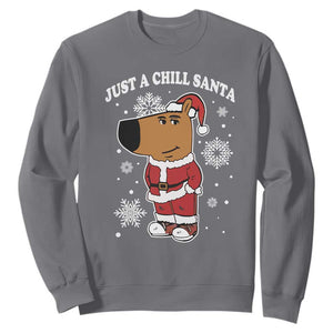 Funny Xmas Meme Just A Chill Santa Sweatshirt TS09 Charcoal Print Your Wear