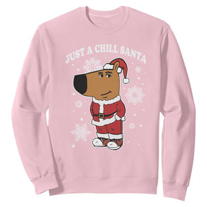 Funny Xmas Meme Just A Chill Santa Sweatshirt TS09 Light Pink Print Your Wear