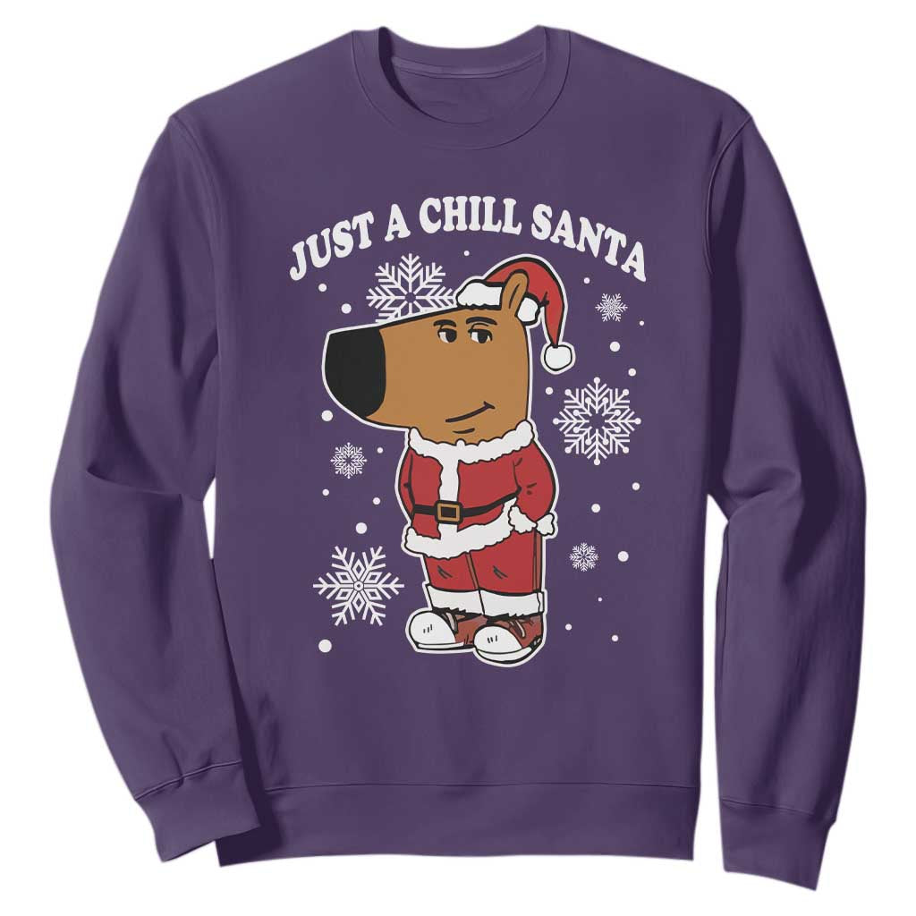 Funny Xmas Meme Just A Chill Santa Sweatshirt TS09 Purple Print Your Wear