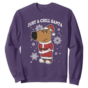 Funny Xmas Meme Just A Chill Santa Sweatshirt TS09 Purple Print Your Wear