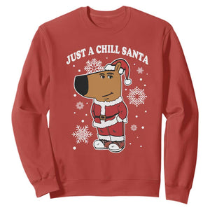 Funny Xmas Meme Just A Chill Santa Sweatshirt TS09 Red Print Your Wear