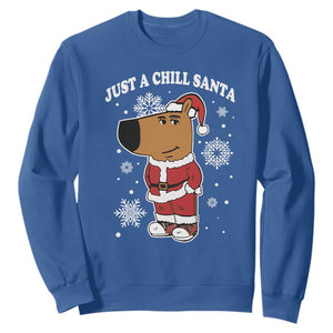 Funny Xmas Meme Just A Chill Santa Sweatshirt TS09 Royal Blue Print Your Wear