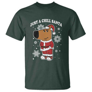 Funny Xmas Meme Just A Chill Santa T Shirt TS09 Dark Forest Green Print Your Wear