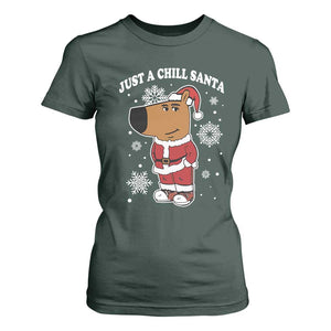 Funny Xmas Meme Just A Chill Santa T Shirt For Women TS09 Dark Forest Green Print Your Wear