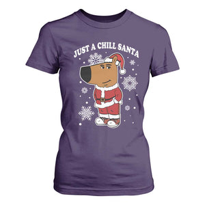 Funny Xmas Meme Just A Chill Santa T Shirt For Women TS09 Purple Print Your Wear