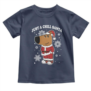 Funny Xmas Meme Just A Chill Santa Toddler T Shirt TS09 Navy Print Your Wear