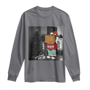 Funny Xmas Meme Chilling Guy Santa Long Sleeve Shirt TS09 Charcoal Print Your Wear