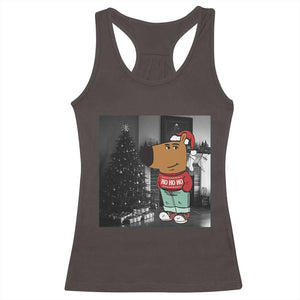 Funny Xmas Meme Chilling Guy Santa Racerback Tank Top TS09 Dark Chocolate Print Your Wear