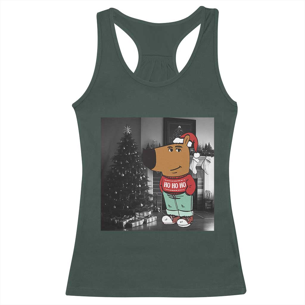 Funny Xmas Meme Chilling Guy Santa Racerback Tank Top TS09 Dark Forest Green Print Your Wear
