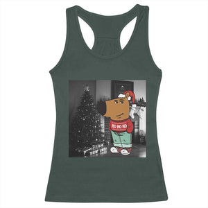 Funny Xmas Meme Chilling Guy Santa Racerback Tank Top TS09 Dark Forest Green Print Your Wear