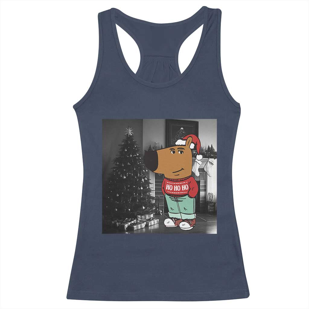 Funny Xmas Meme Chilling Guy Santa Racerback Tank Top TS09 Navy Print Your Wear