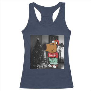 Funny Xmas Meme Chilling Guy Santa Racerback Tank Top TS09 Navy Print Your Wear