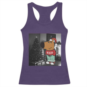 Funny Xmas Meme Chilling Guy Santa Racerback Tank Top TS09 Purple Print Your Wear