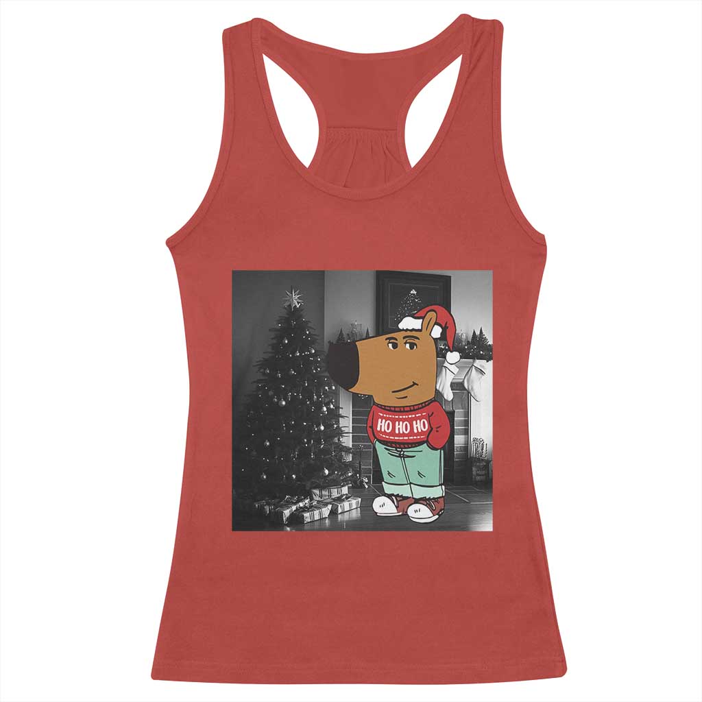 Funny Xmas Meme Chilling Guy Santa Racerback Tank Top TS09 Red Print Your Wear