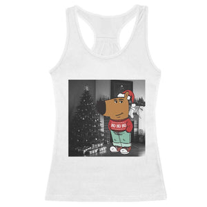 Funny Xmas Meme Chilling Guy Santa Racerback Tank Top TS09 White Print Your Wear