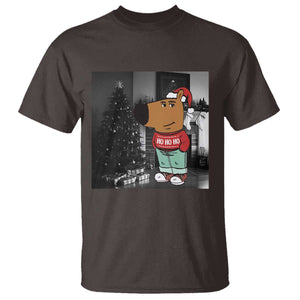 Funny Xmas Meme Chilling Guy Santa T Shirt TS09 Dark Chocolate Print Your Wear