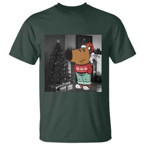 Funny Xmas Meme Chilling Guy Santa T Shirt TS09 Dark Forest Green Print Your Wear