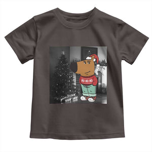 Funny Xmas Meme Chilling Guy Santa Toddler T Shirt TS09 Dark Chocolate Print Your Wear