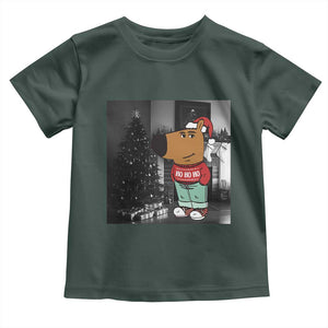 Funny Xmas Meme Chilling Guy Santa Toddler T Shirt TS09 Dark Forest Green Print Your Wear